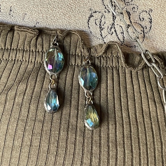 Sublime Artisan Hand Soldered Crystal Adjustable Length Y Necklace Earrings Set - Picture 6 of 14